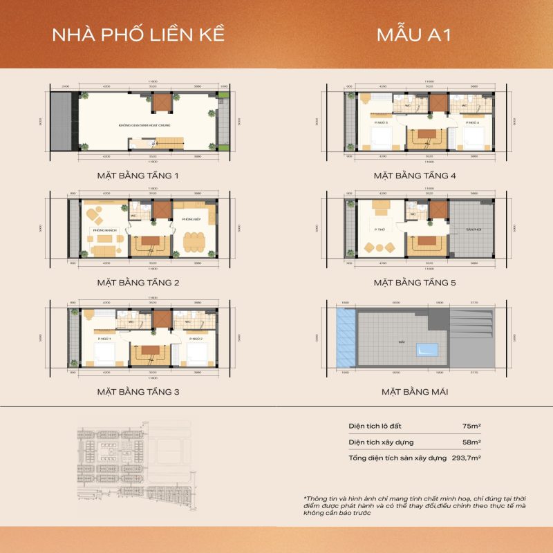 Thiết kế nhà Liền kề tại Dự án Hà Nội Oriental Gia Lâm - Mẫu A1