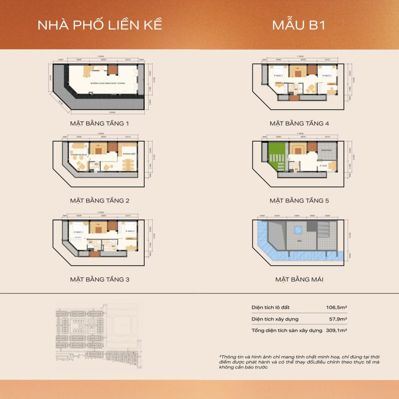 Thiết kế nhà Liền kề tại Dự án Hà Nội Oriental Gia Lâm - Mẫu B1