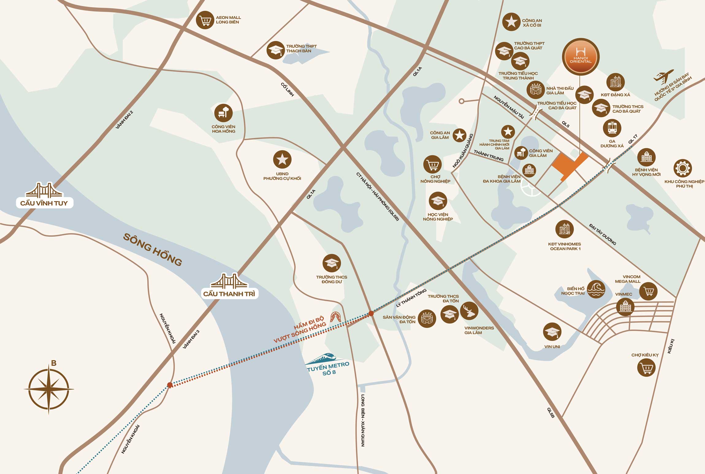 Vị trí dự án Hà Nội Oriental Gia Lâm